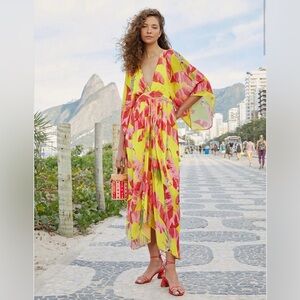 NWT FARM Rio Lime Sweet Jungle Kaftan Dress